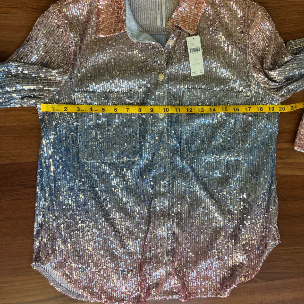 Anthropologie (Maeve) Ombre Sequin Shirt,  L petite (NWT) - Picture 4 of 4